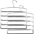 thumbnail image 6 of 2 Pack Pants Hangers Space Saving, 5 Layer Tiered Non-Slip Stainless Steel Pants Hangers, Multi-Tier Pants Organizer Hangers, Swing Arm Space Saver Pants Hangers for Jeans Trousers, 6 of 7