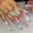 Long Style-C5C26, variant on Coffin Press-On Nails - Pink Glitter & Gold Leaf Designs, 24Pcs Glossy Artificial Nails for Women