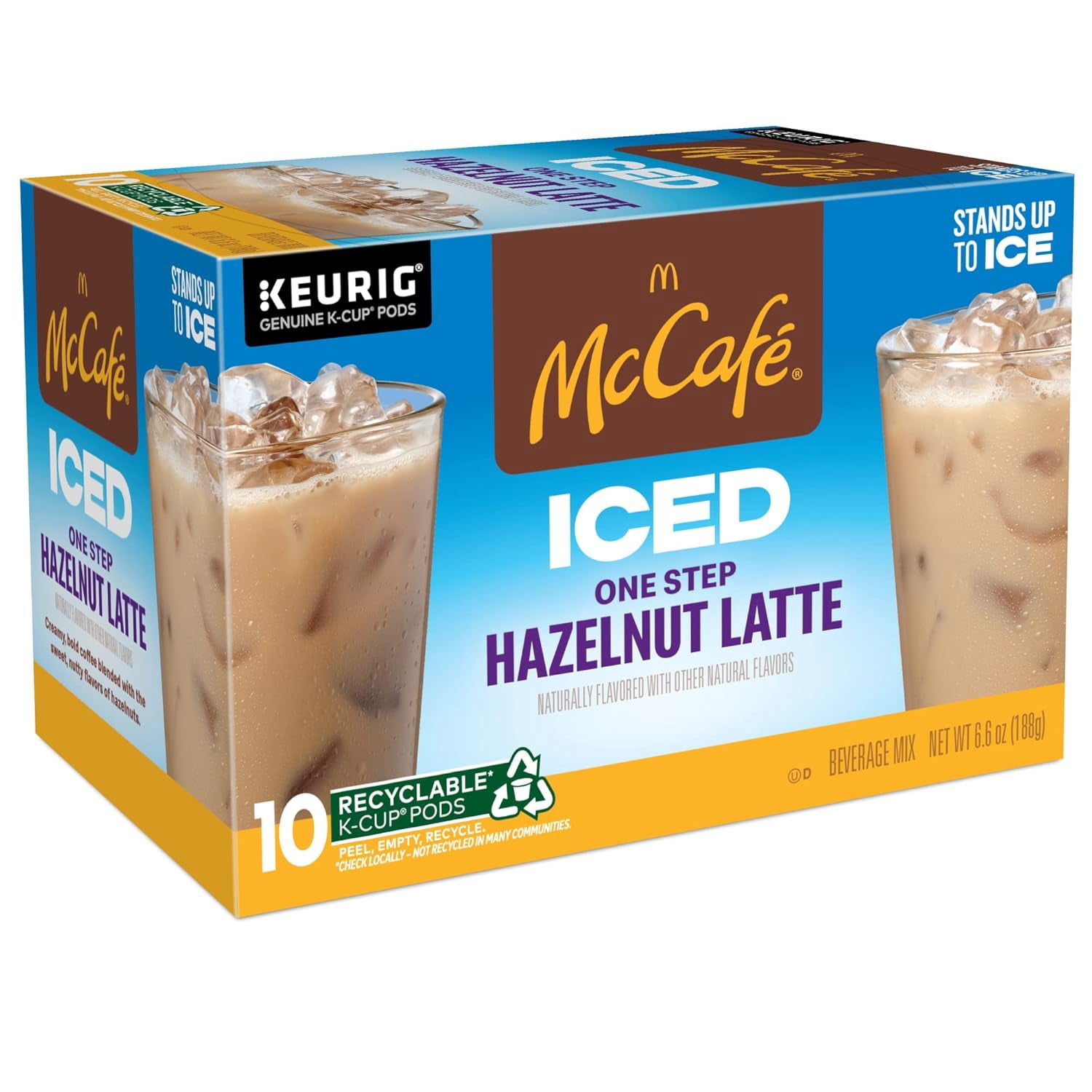McCafe ICED One Step Hazelnut Latte, Keurig Single Serve K-Cup Pods, 60 Count (6 Packs of 10)