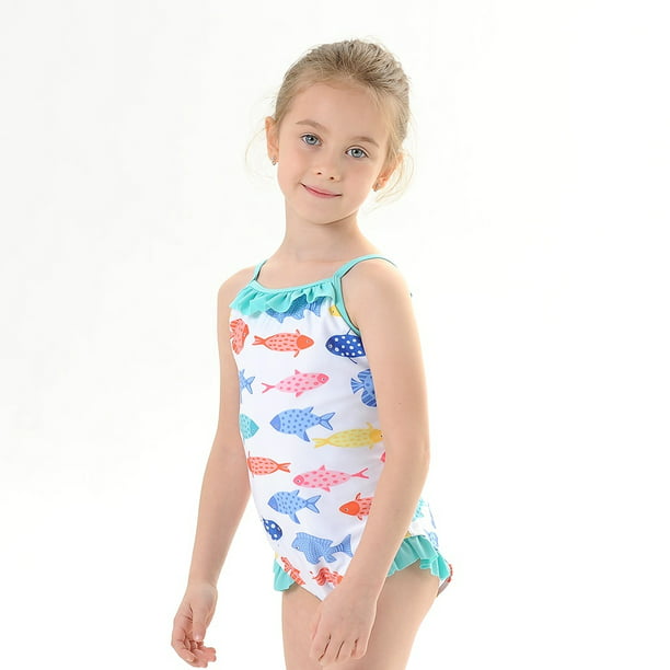 Cute One-Piece Kids Girls Swimwear Lovely Cartoon Fish Pattern ...