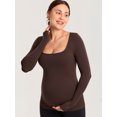 thumbnail image 3 of Long Sleeve Maternity Tops Square Neck Pregnancy Basic Shirts Soft Casual Tee, 3 of 5