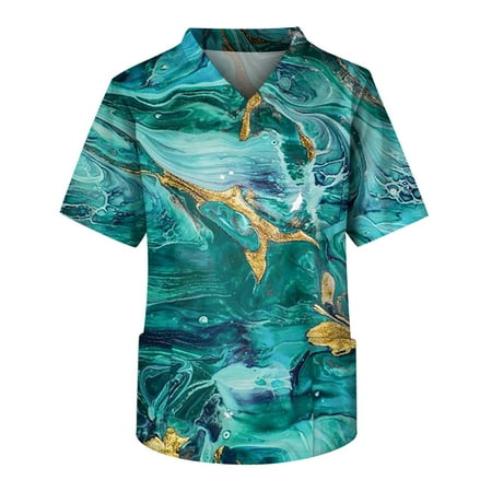 

Umitay Plus Size Scrubs Plus Size Halloween Printed Scrub Working Uniform Tops For Men s Cross V-Neck Short Sleeve Fun T-Shirts Workwear Tee With Pockets