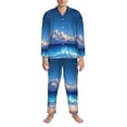 thumbnail image 3 of Hirioo Starry Night Ocean View for Men's Pajama Sets 2 Piece Pjs Men's Long-Sleeved Pajama Set Button Down Sleepwear,S-XXL-X-Large, 3 of 7