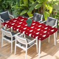 thumbnail image 2 of Christmas Tree Table Cloths for 5 Foot Rectangle Tables, Red Winter Xmas Snowflake Farmhouse Patio Waterproof Elastic Fitted Tablecloths, Washable Rectangular Table Cover for Camping, 2 of 8