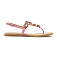 thumbnail image 2 of XYD Women Round Open Toe Thong Sandals Buckled Strappy Crystal Studded Flats Summer Vacation Beach Shoes Size 7 Pink, 2 of 4