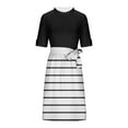 thumbnail image 6 of Weiqiqre Plus Size Dresses Flowy Short Sleeve Empire Waist Summer Crewneck Midi Length Fashion Belted Sundresses for Women, 6 of 6