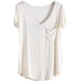 thumbnail image 3 of Camiseta de manga corta con cuello en V suelta para mujer grande Verano, 3 of 5