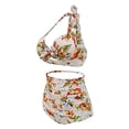thumbnail image 2 of Women's Retro 52s Halter High Waist Ruched Bikini Swimsuit, 2XL, Light Peach, 2 of 4