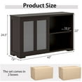 thumbnail image 3 of Costway 2-Door Stackable Buffet Sideboard Set of 2 with Sliding Tempered Glass Doors Coffee, 3 of 8