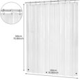 thumbnail image 2 of 3 Piezas 180cmx180cm Cortina de Ducha Impermeable de Plástico Peva Transparente Blanco Claro Cortina de Baño Cortina de Baño de Lujo con Ganchos, 2 of 6