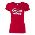 thumbnail image 2 of Wild Bobby, Jesus Vibes Inspirational/Christian Women Slim Fit Junior Tee, Red, X-Large, 2 of 6