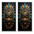 thumbnail image 2 of Designart "Tribal Mask African Bamileke" African Tribal Framed Wall Art Set Of 2 - Teal People Gallery Wall Frame Set For Home Decor, 2 of 7