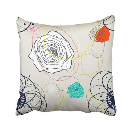- ARTJIA Green Shape Retro Floral Red Swirl Abstract Animal Lover Rose Beautiful Beauty Pillowcase Throw Pillow Cover Case 18x18 inches