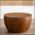 thumbnail image 6 of 31.50"Vintage Style Bucket Shaped Coffee Table with storage function, for Office, Dining Room and Living Room, Brown, 6 of 12