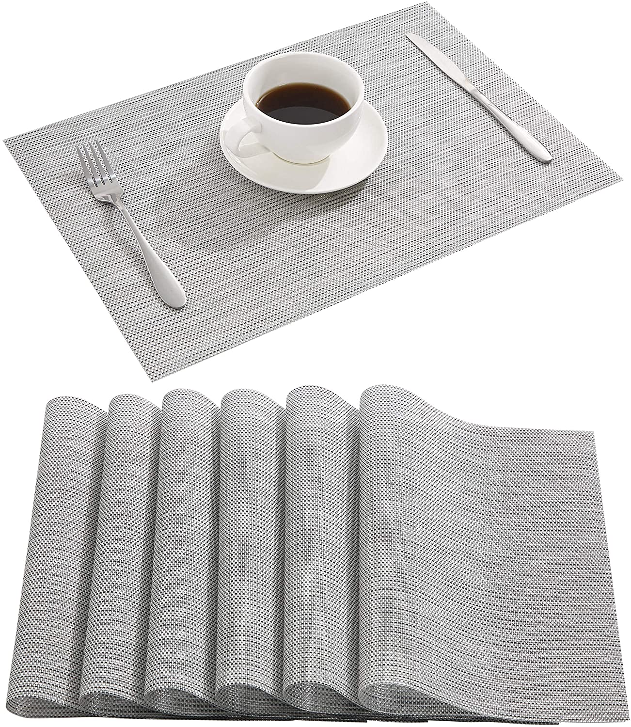 Placemat Gray Placemats Set of 8 Laminated 100 Waterproof Table Mat