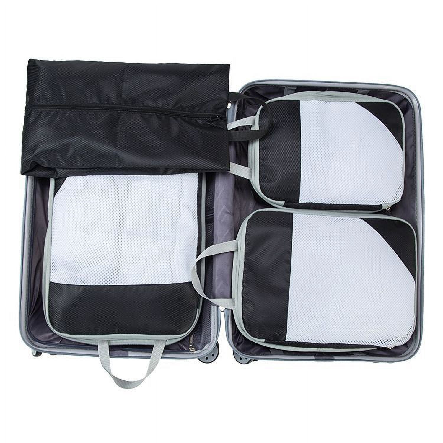 Namzi 4 Piece Compression Packing Cube Set, Travel Storage Bag Portable Luggage Storage Box Set Expandable Packing Mesh Bag for Clothing Underwear Shoes (Green)