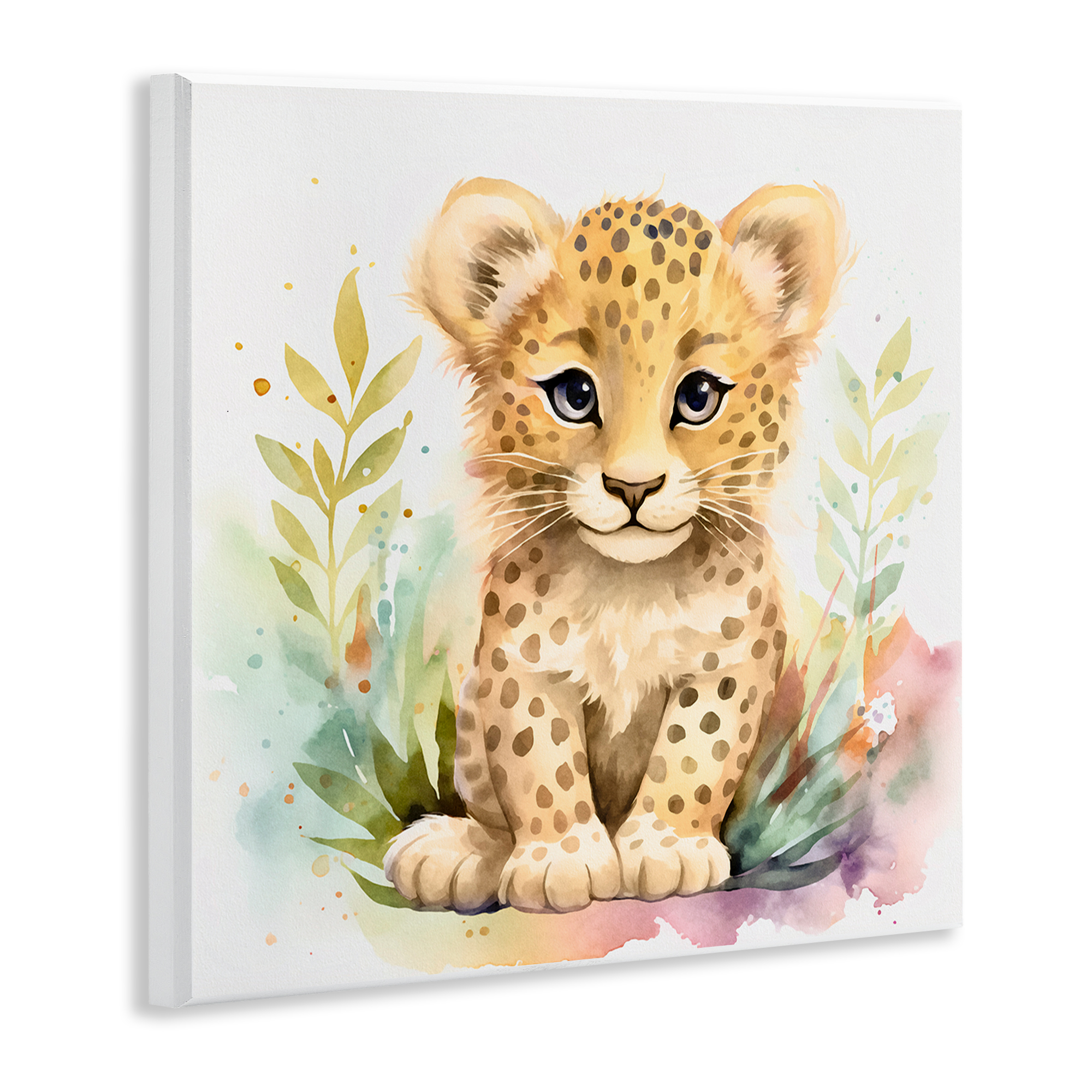 Stupell Industries Baby Cheetah Cub Animals Painting Unframed Art Print Wall Art, 12 x 12