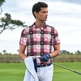 thumbnail image 3 of Uemuo Heart Plaid for Men’s Golf Shirt – Premium Pique Cotton Polo, Soft & Breathable Casual Short Sleeve Shirt, Comfortable Activewear for Sports & Leisure-Large, 3 of 6