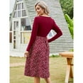 thumbnail image 4 of Yesfashion Women's Long Sleeve Vintage Floral Patchwork Dress Flared A-line Swing Casual Party Midi Dress, 4 of 5