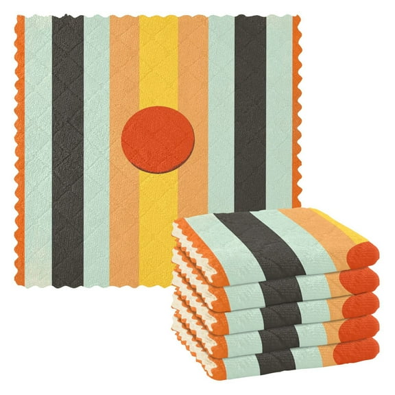 Yayeee 6 Pack Kitchen Dish Cloths for Washing Dishes Soft Absorbent Microfiber Towels, Stripes and Circle