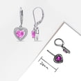 thumbnail image 5 of Everly Women's 2ct TGW Created Pink Sapphire and Diamond Accent Sterling Silver Heart Drop Earrings, 5 of 8