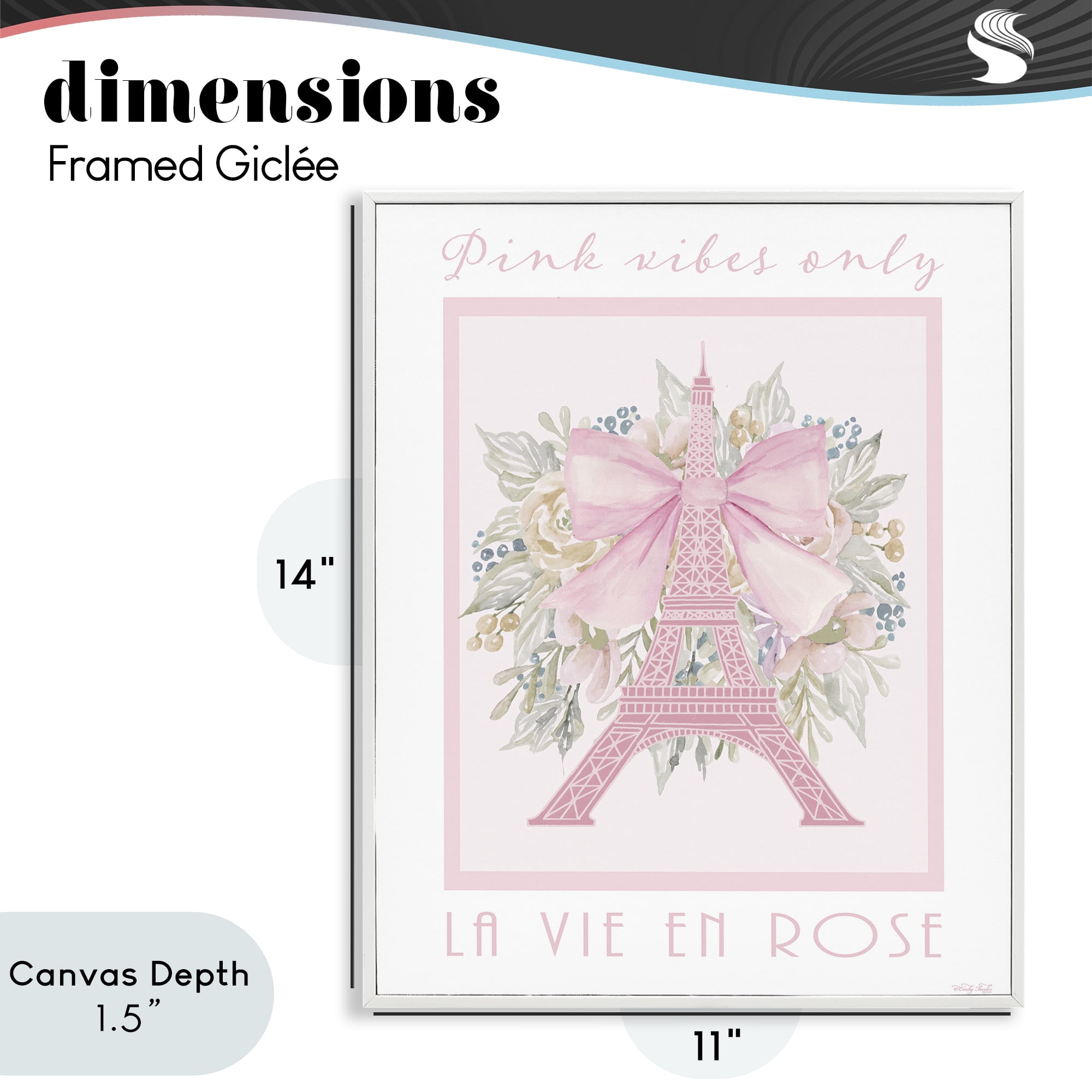 Stupell Industries Pink Vibes Only Paris White Framed Giclee Art, design by Cindy Jacobs