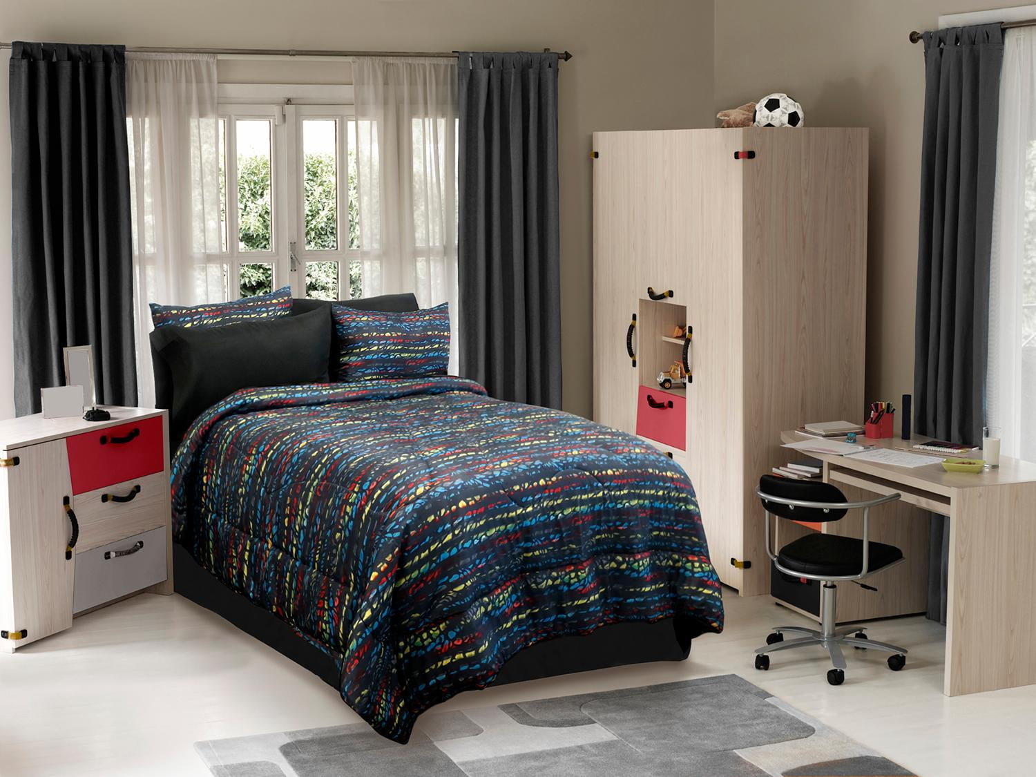 URBAN KID COMFORTER SET BLACK MULTI