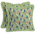 thumbnail image 4 of Vargottam Bird Design, Decorative Cushion Covers 16x16 - 100% Cotton Twill Set of 2 with Ruffle Edges, Farmhouse Print, Concealed Zipper Closure, No Fillers, 4 of 6