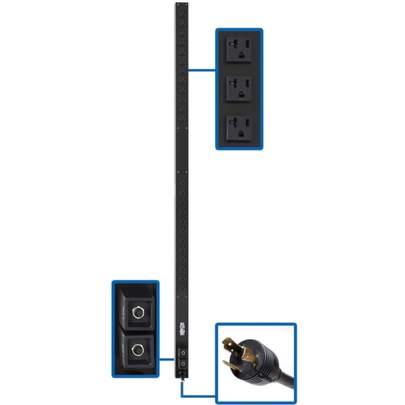 Tripp Lite PDUV30 24-Outlet PDU - Basic - NEMA L5-30P - 24 x NEMA 5-15/20R - 120 V AC - 0U - Vertical - Rack-mountable