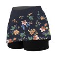 thumbnail image 4 of 2 In 1 Flowy Shorts Women Prints Elastic Waist Shorts Skirt Tummy Control Slim Fit Summer Shorts for Women,Navy,2XL, 4 of 6