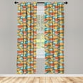 thumbnail image 3 of Ambesonne Vintage Airplane Curtains, Zeppelin Blimp, Pair of 28"x84", Multicolor, 3 of 5