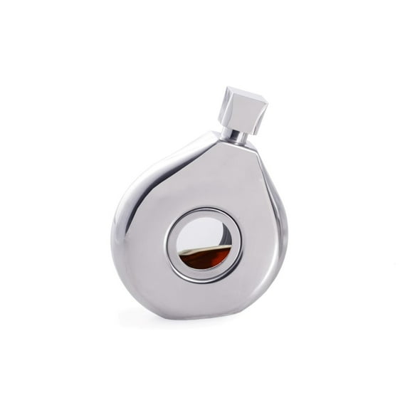 4 1/2 oz. Stainless Steel Mirror Finish Flask with a Glass Center.