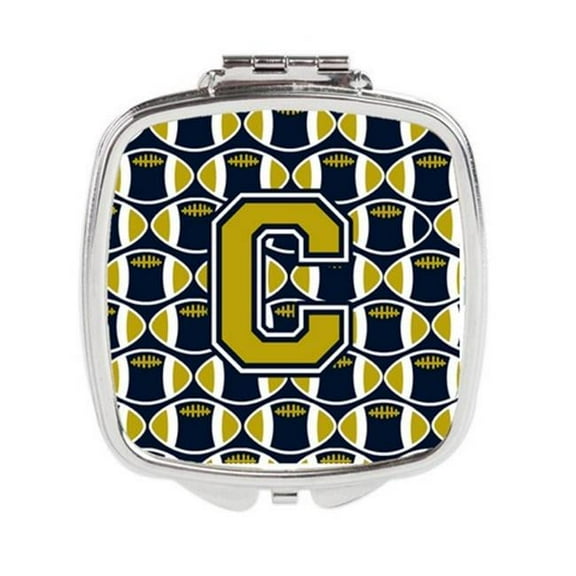 Carolines Treasures  Letter C Football Blue & Gold Compact Mirror
