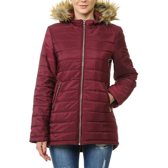 Ma Croix Women's Lightweight Puffer Jacket with Detachable Fur Hood