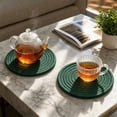 thumbnail image 5 of 6 PCS Cotton Woven Coasters for Drinks, Absorbent Coasters Set with Holder, 210°F Heat Resistant, Cup Coasters for Tabletops, Coffee Tables, Desks, Soft & Protective,4.61 Inches, 5 of 7