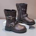 thumbnail image 2 of Eltusu Girls Winter Boots, Non Slip Mid-Calf Thermal Breathable Kids Shoes Black Size 3-12 T, 2 of 5