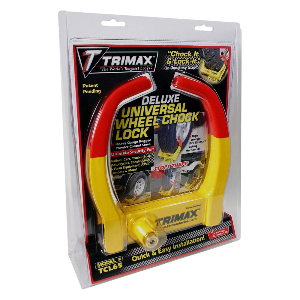 Trimax TCL75 Large Yellow Steel Deluxe Wheel Chock Lock