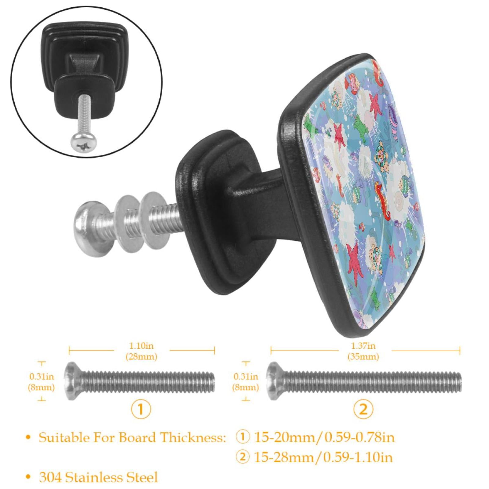 4 Pcs Cabinet Handle Drawer Pulls Marine Life Knobs with Screws Square Furniture Office Cabinet Knob Decoration
