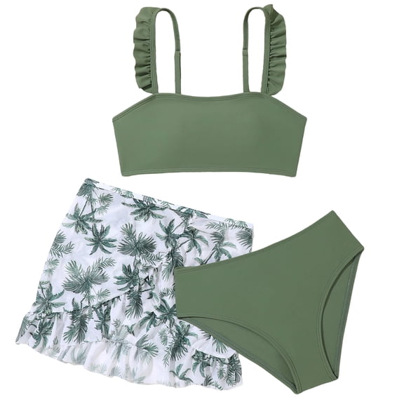 Shadoumai Girls Swimsuits Tankini Set with Shorts Criss Cross Bathing Suits Tween Juniors Girl Two Piece Swimwear