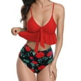 thumbnail image 3 of Womens Two Piece Swimsuits Smocked Ruffled High Waisted Bikini Set Bathing Suit Floral Print, 3 of 6