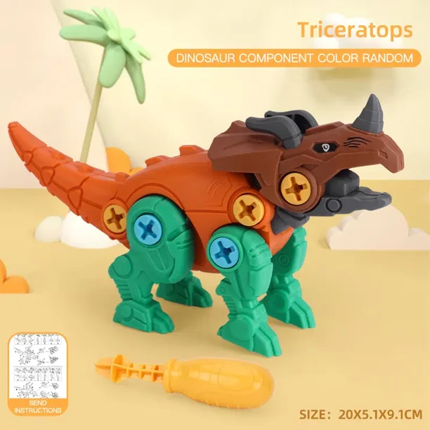 Kids DIY Dinosaur Assembly Scrunch Exercise Self-Help Set Removable Braille Puppet ToyTriceratopsNosize Gao Jinjia unisex