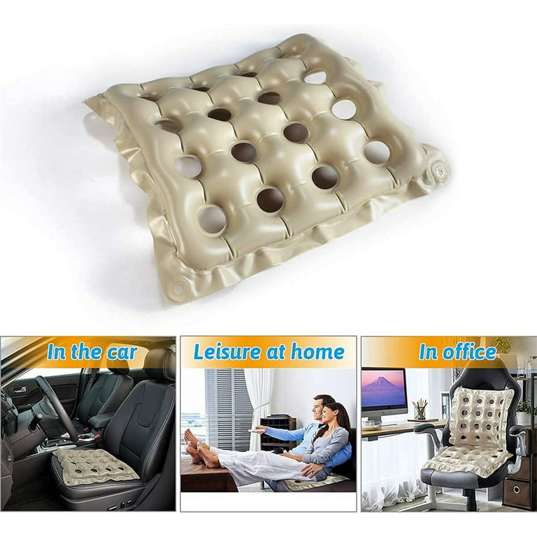 NOGIS Inflatable Seat Cushions for Pressure Relief, Wheelchair Air Cushion  for Bed Sore, Comfortable Waffle Pads，Cream 16.1x16.1inch，Beige 