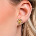 thumbnail image 3 of Gem Stone King 18K Rose Gold Plated Silver Stud Earrings with Jackets Citrine and Moissanite (2.32 Cttw), 3 of 6