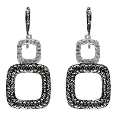 MARC Sterling Silver White Crystal & Swarovski Marcasite Earrings