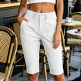 thumbnail image 5 of Women's Knee Length Shorts Baeitkot Women's Solid Color High Waisted Knee Length Shorts Casual Cargo Capris with Pockets White XXL, 5 of 5