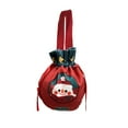 thumbnail image 2 of Matoen Christmas Drawstring Gift Bag with Santa Snowflake Snowman Print, Reusable Cloth Favor Bag for Holiday Party Supplies & Candy Storage, 2 of 6