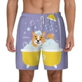 thumbnail image 2 of Picia Corgi Washing in Bathtub pattern Mens Swim Trunks with Compression Liner Stretch Beach Shorts Quick Dry with Zipper Pockets No-Chafing Board Shorts-Small, 2 of 9