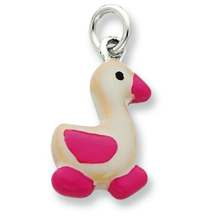 Ducks Logo Pendant - Sterling Silver Enameled Duck Charm Pendant