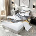thumbnail image 2 of Manfei Aesthetic Abstract Artwork Twin Sheets, Watercolor Painting Bedding, Gray White, Black Reversible 3-Piece1 Flat Sheet + 1 Fitted Sheet + 1 Pillowcase, 2 of 6
