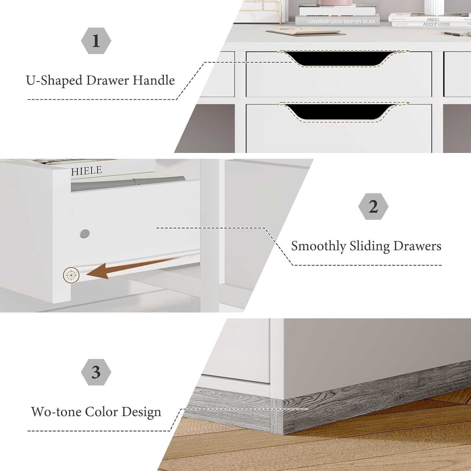 DreamCurship 78 inch Two Person Desk, 2 Person Desk with 5 Drawers, Double Desk for Two People, Computer Desk for Home Office, white